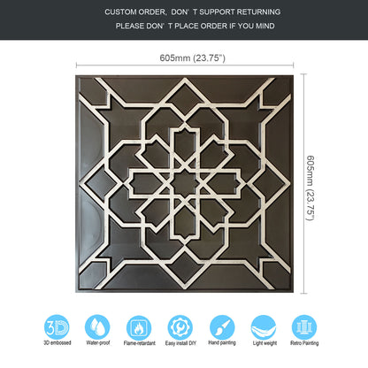 10tiles/lot Drop-In faux Tin Ceiling Tiles copper color for Bars, Nightclub, Barbers,beauty salon ceiling panelsPL85