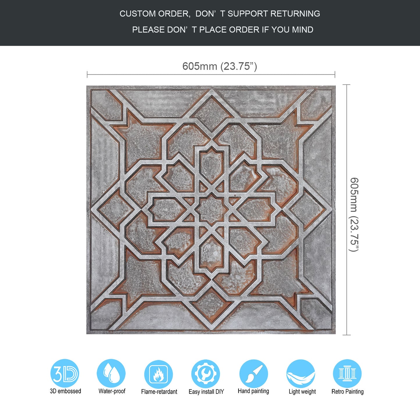 10tiles/lot suspended faux tin Ceiling Tiles for Bars, Nightclub, Barbers,beauty salon homeimporve ceiling panelsPL85