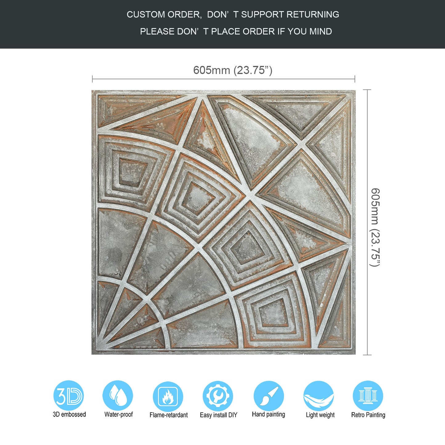 10tiles/lot Vintage Antique Ceiling Tiles for Heritage Hotels, Inns and Classic Restaurants PL86