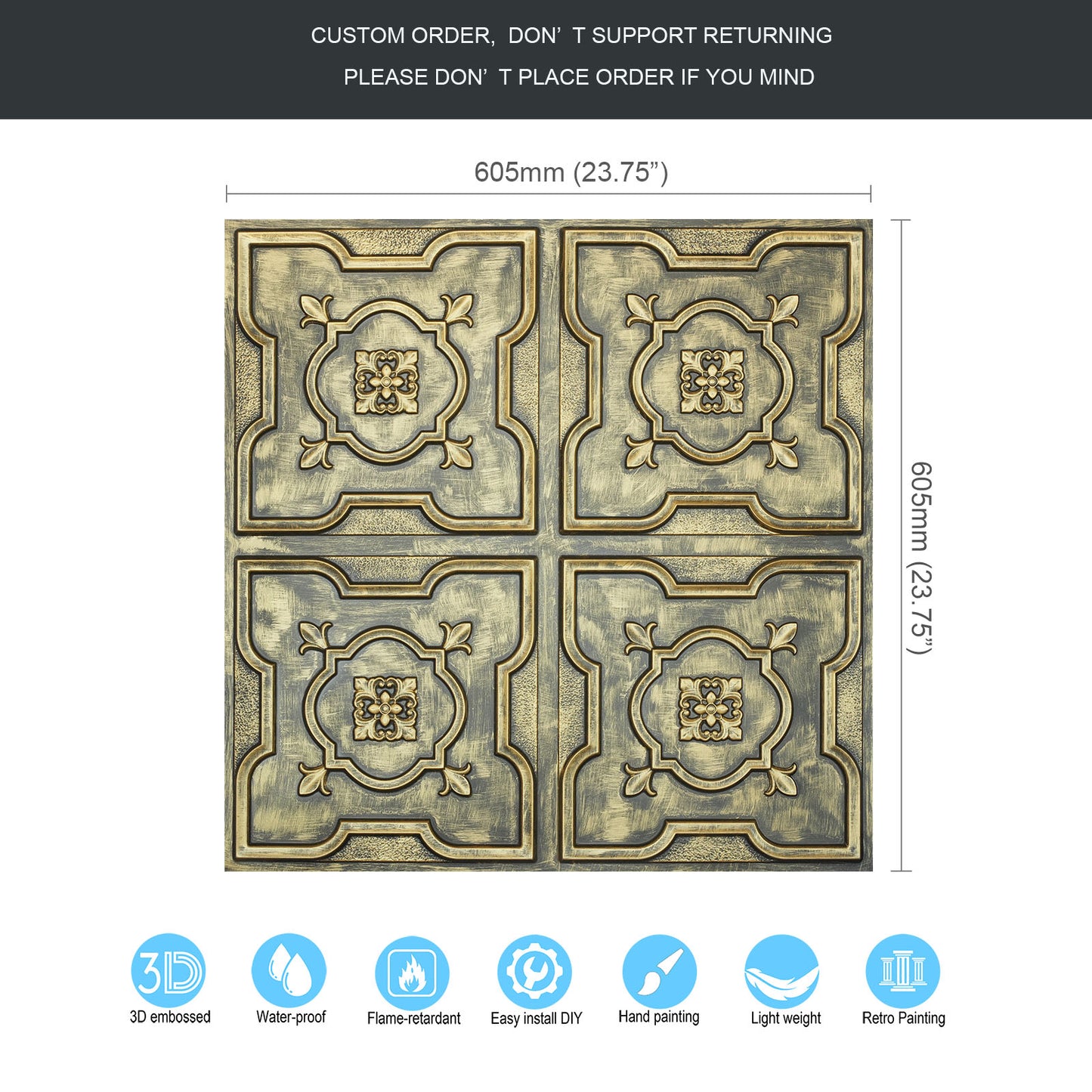 10tiles/lot Metallic Ceiling Tiles for Stylish Bars, Clubs, Restaurants and Social Spaces PL87