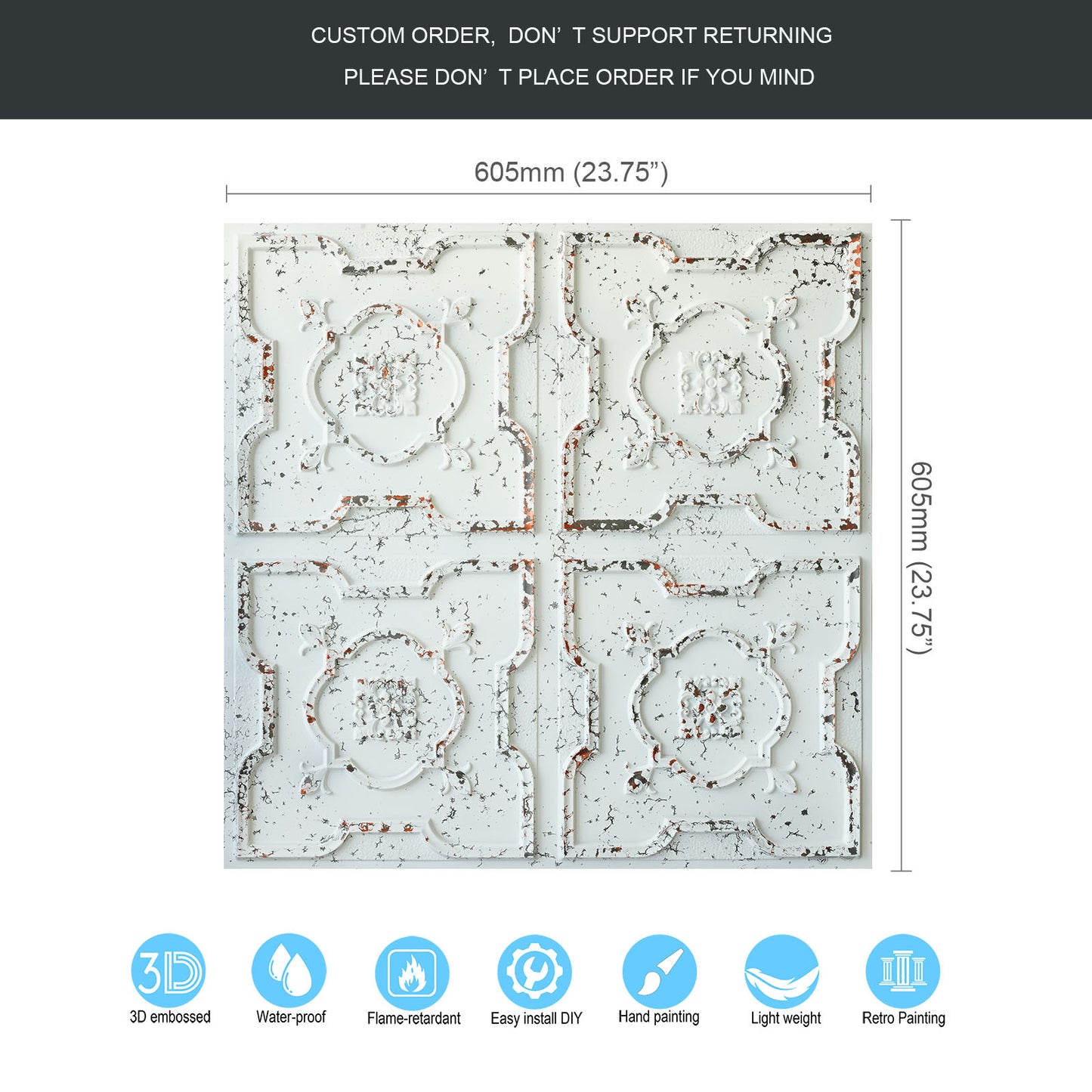 10tiles/lot Distressed Ceiling Tiles for Craft Studios, Retro Cafés and Industrial Design Rooms PL87