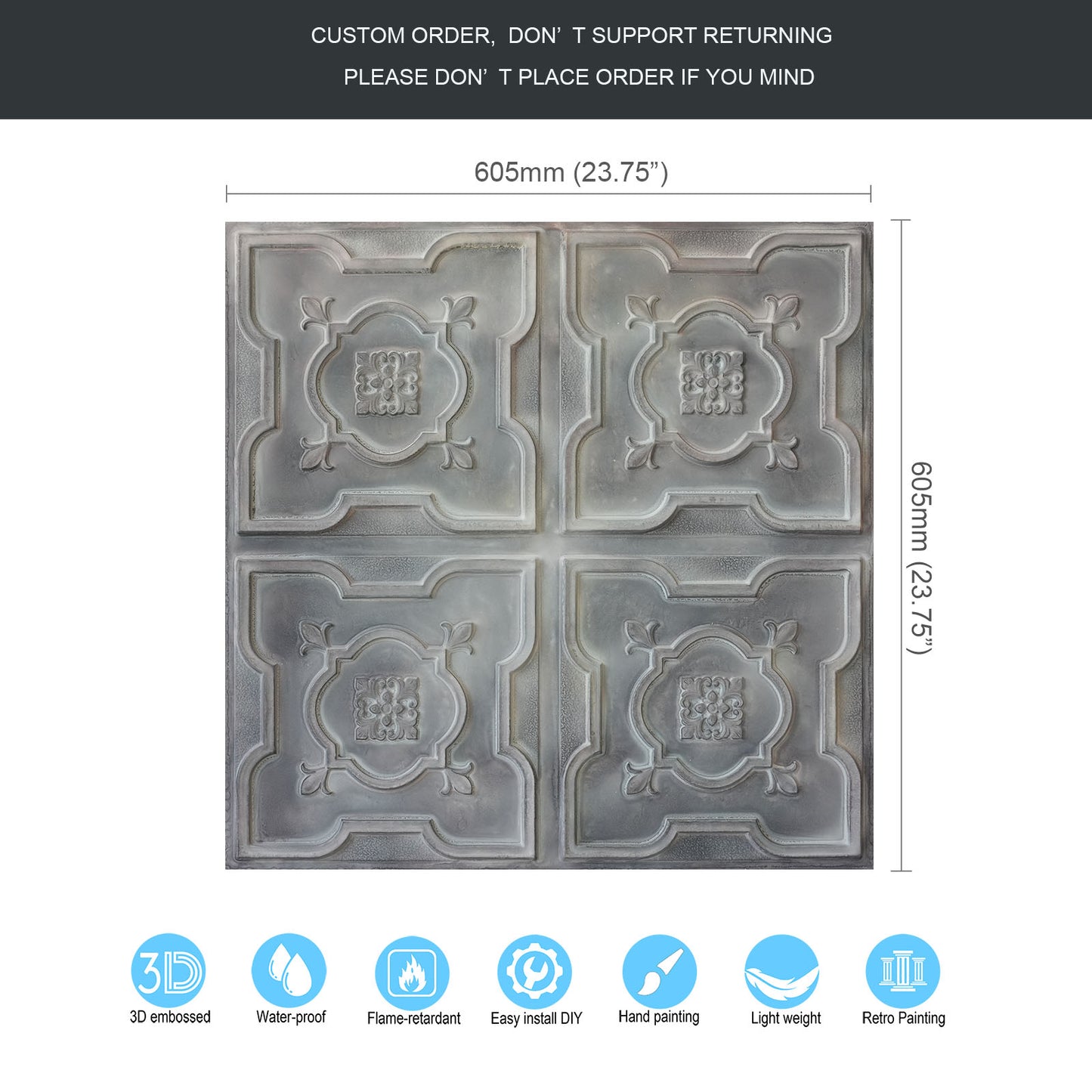 10tiles/lot Artistic Tin Ceiling Tiles for Artisan Workshops, Museums and Gallery Spaces PL87