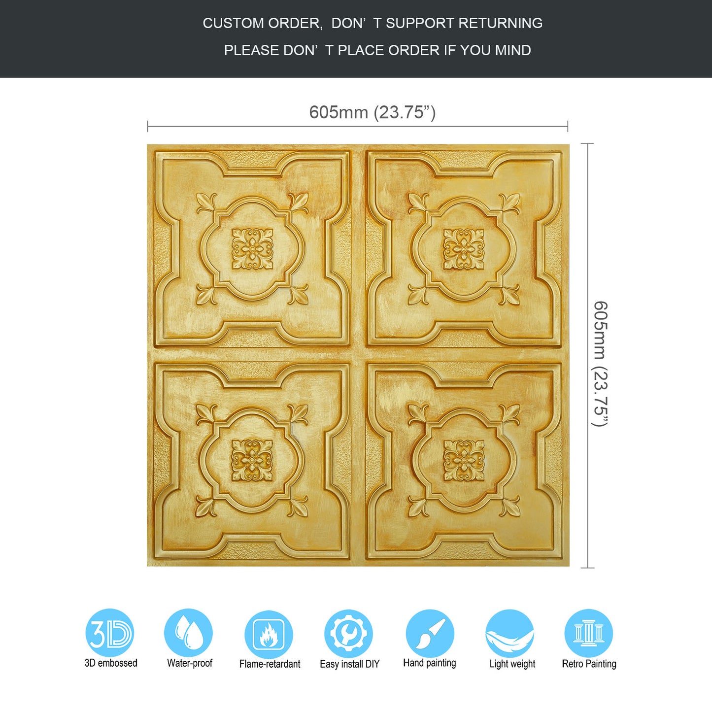 10tiles/lot Metallic Ceiling Tiles for Stylish Bars, Clubs, Restaurants and Social Spaces PL87