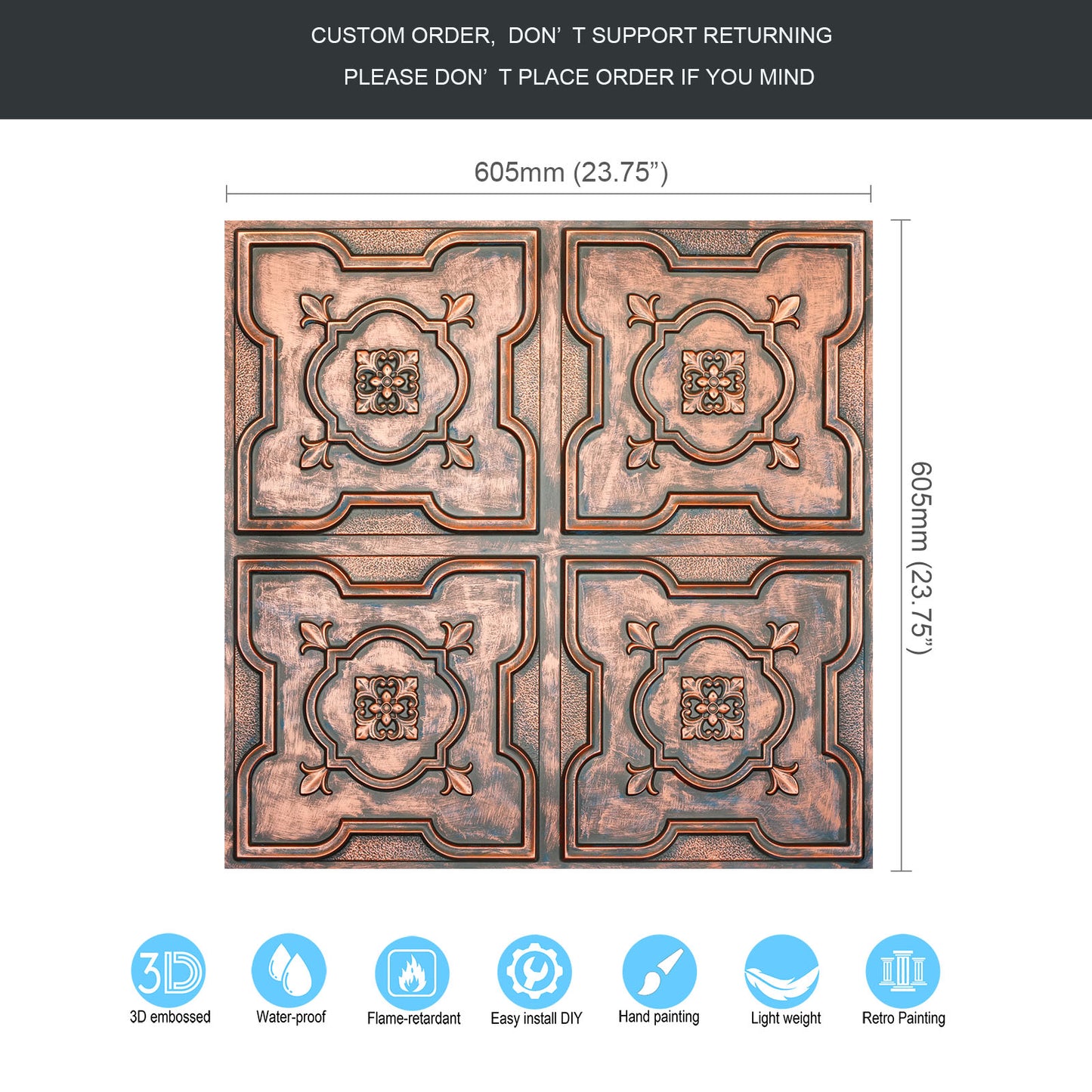 10tiles/lot Distressed Ceiling Tiles for Craft Studios, Retro Cafés and Industrial Design Rooms PL87