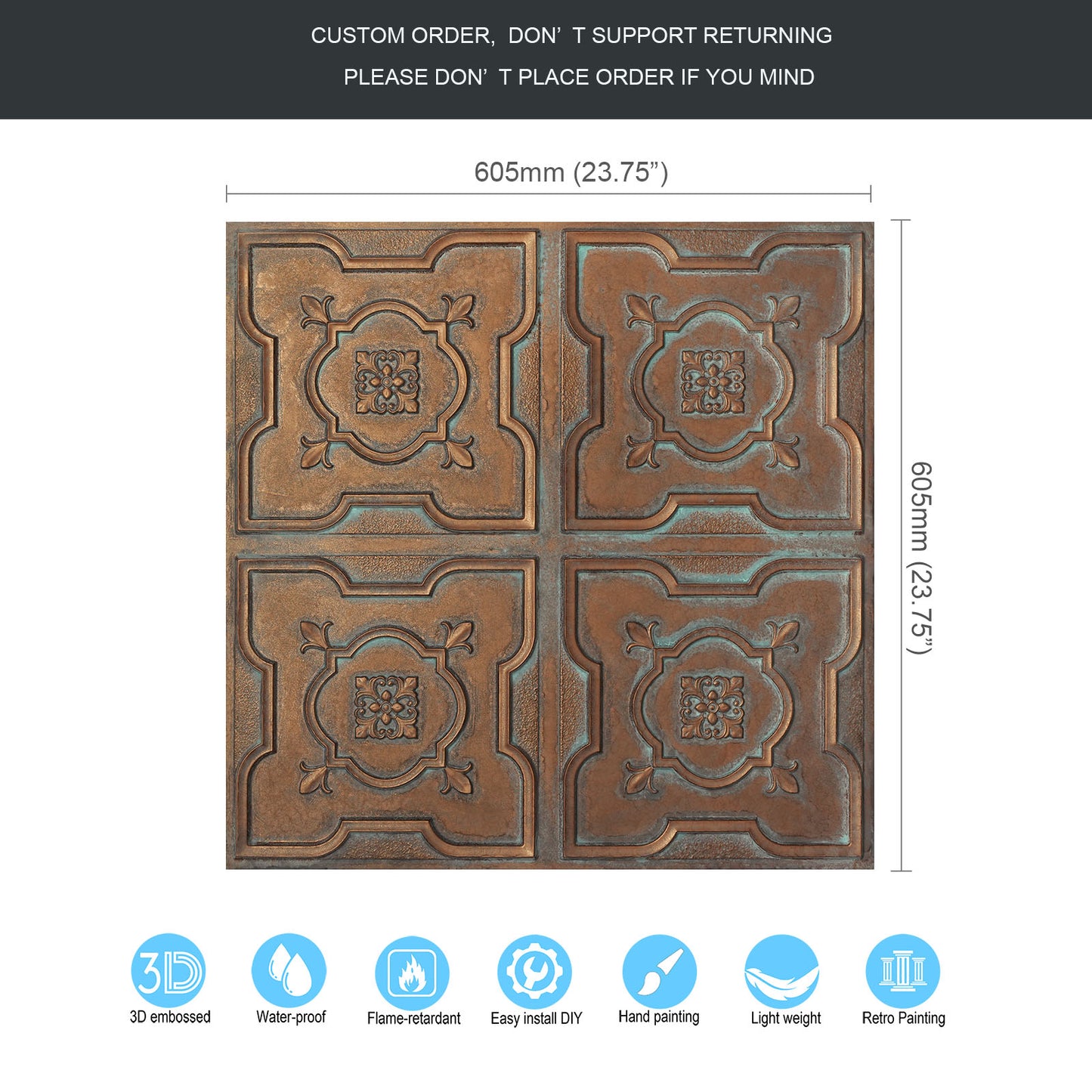 10tiles/lot Distressed Ceiling Tiles for Craft Studios, Retro Cafés and Industrial Design Rooms PL87