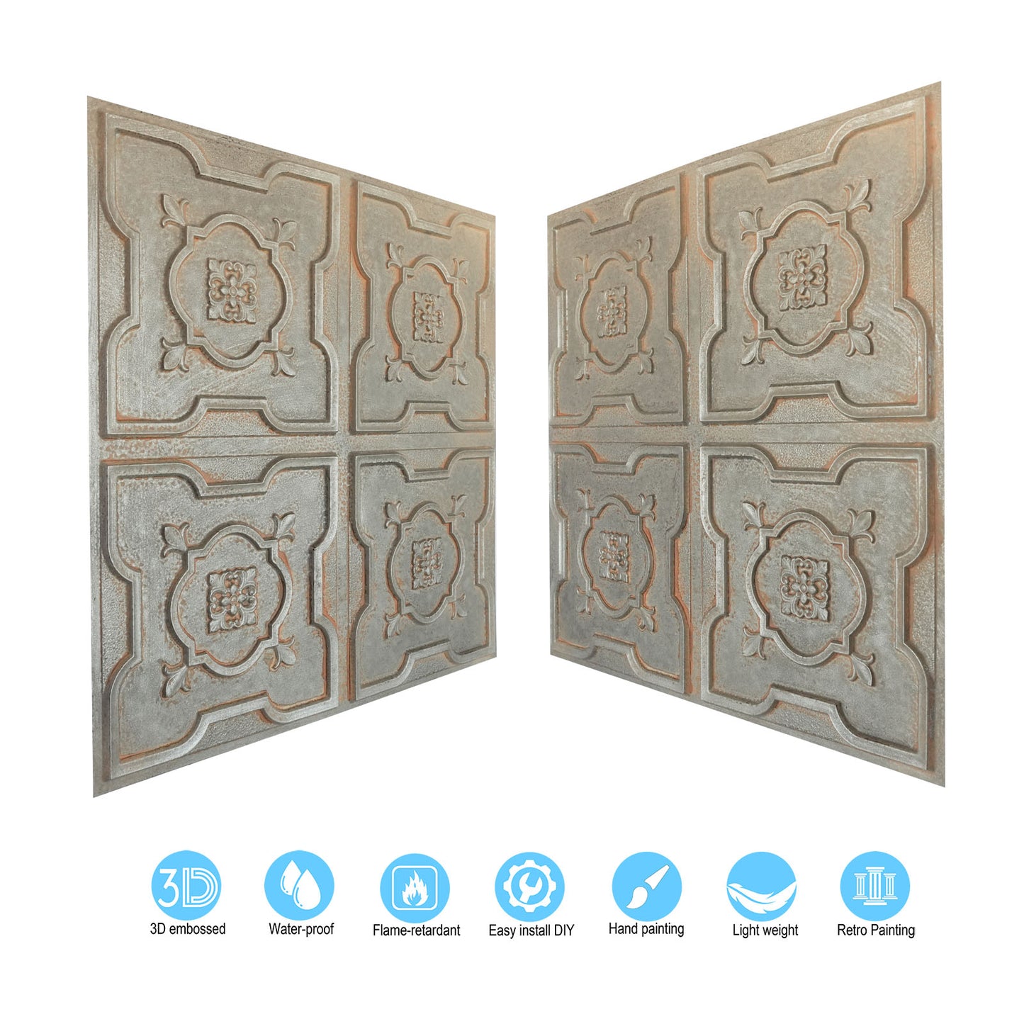 10tiles/lot Distressed Ceiling Tiles for Craft Studios, Retro Cafés and Industrial Design Rooms PL87