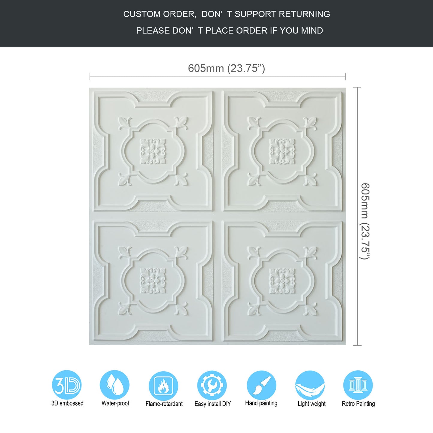 10tiles/lot Artistic Tin Ceiling Tiles for Artisan Workshops, Museums and Gallery Spaces PL87