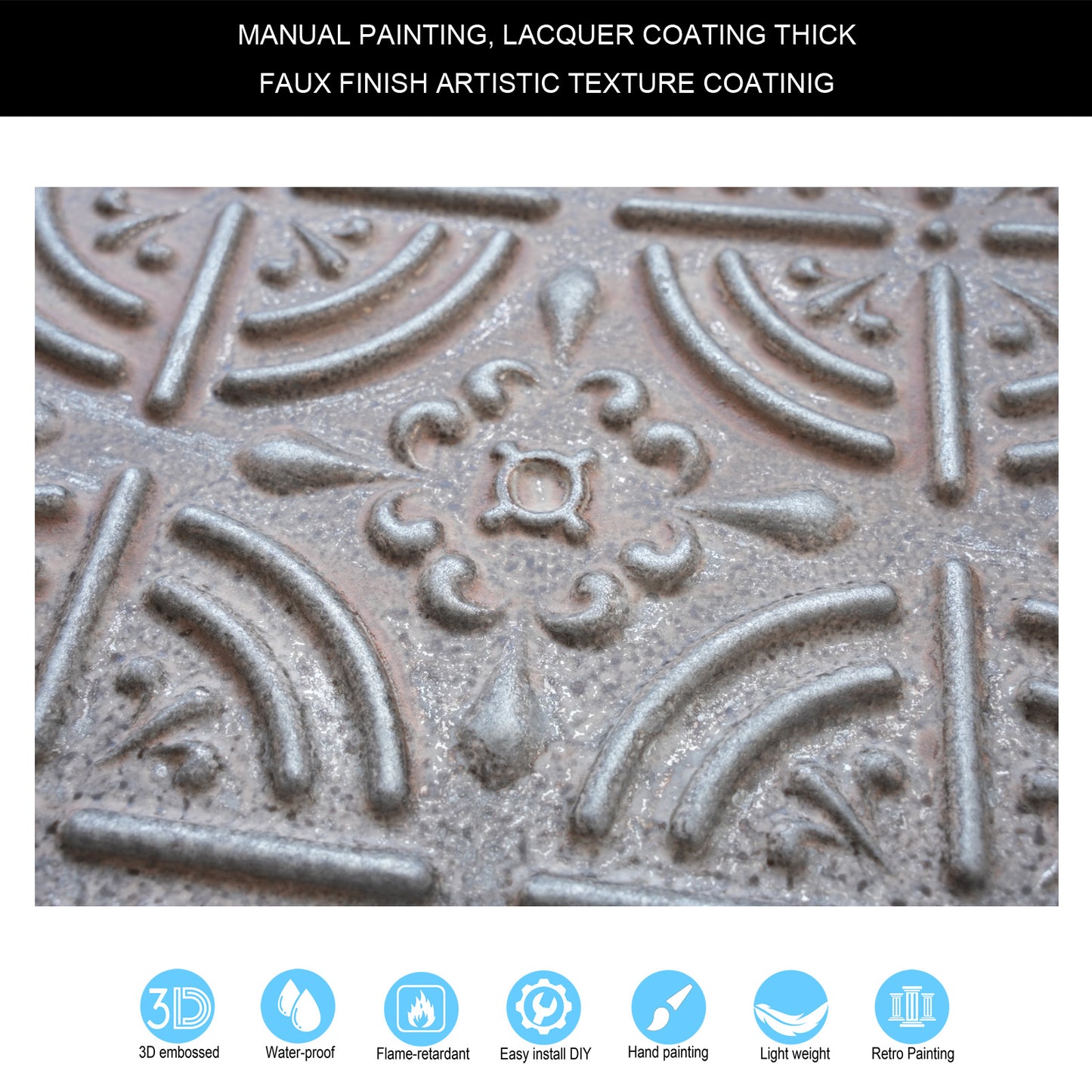 10tiles/lot Pressed Faux Tin Ceiling Tiles for Heritage Bars, Vintage Restaurants and Boutique Hotels PLB18