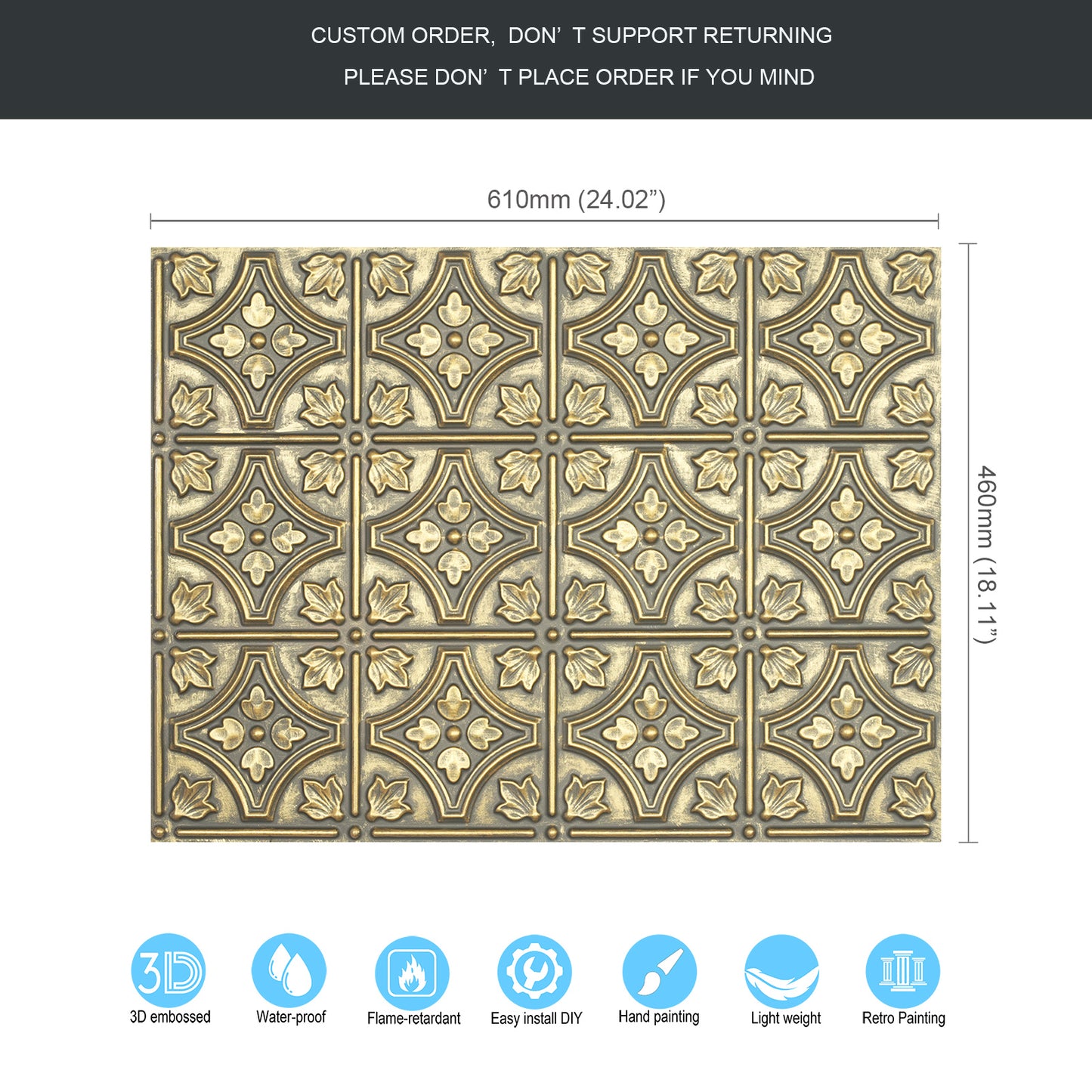 10tiles/lot Faux Metal Ceiling Tiles for Bars, Cafés, Lounges and Contemporary Interiors PLB10