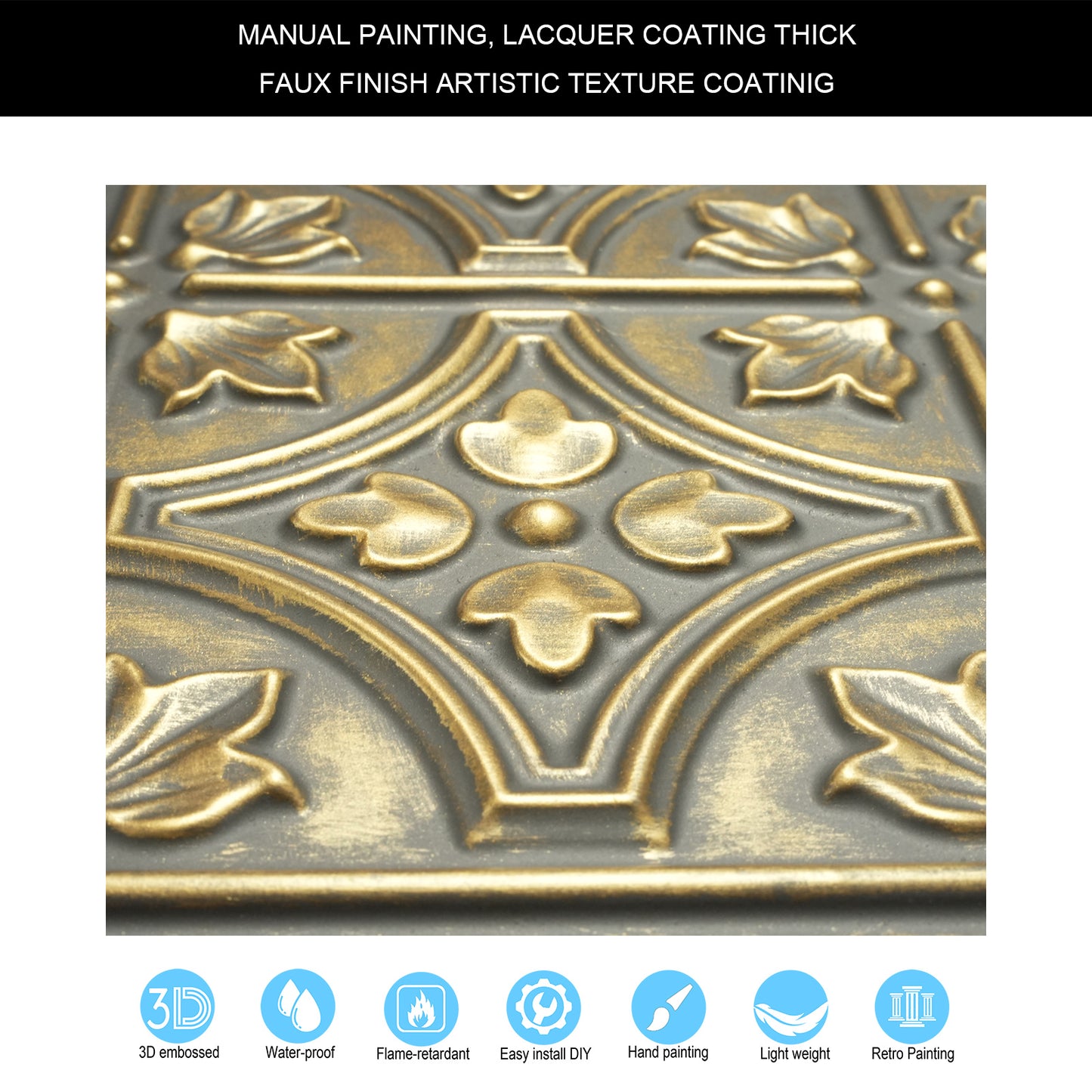 10tiles/lot Faux Metal Ceiling Tiles for Bars, Cafés, Lounges and Contemporary Interiors PLB10