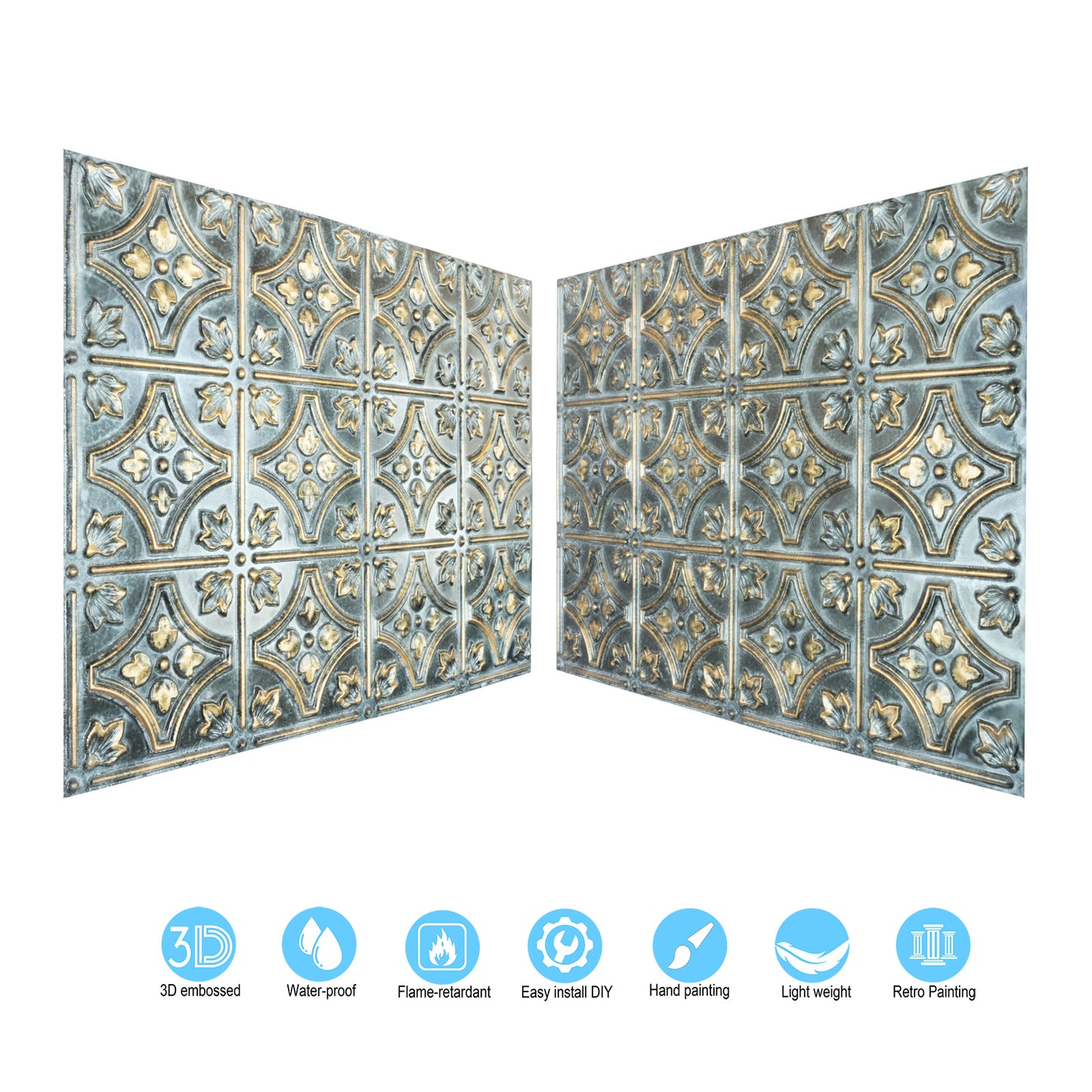 10tiles/lot Faux Metal Ceiling Tiles for Bars, Cafés, Lounges and Contemporary Interiors PLB10