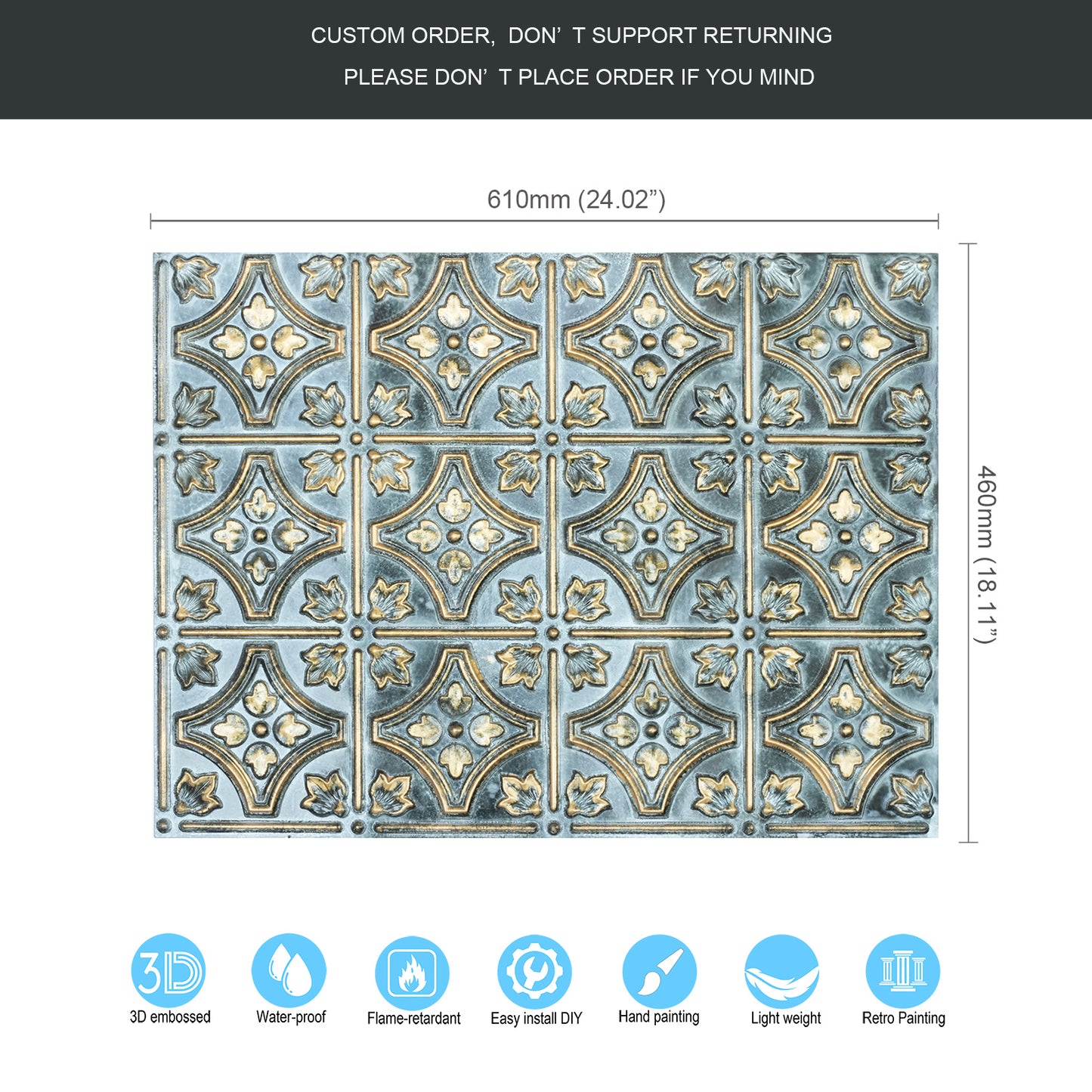 10tiles/lot Faux Metal Ceiling Tiles for Bars, Cafés, Lounges and Contemporary Interiors PLB10