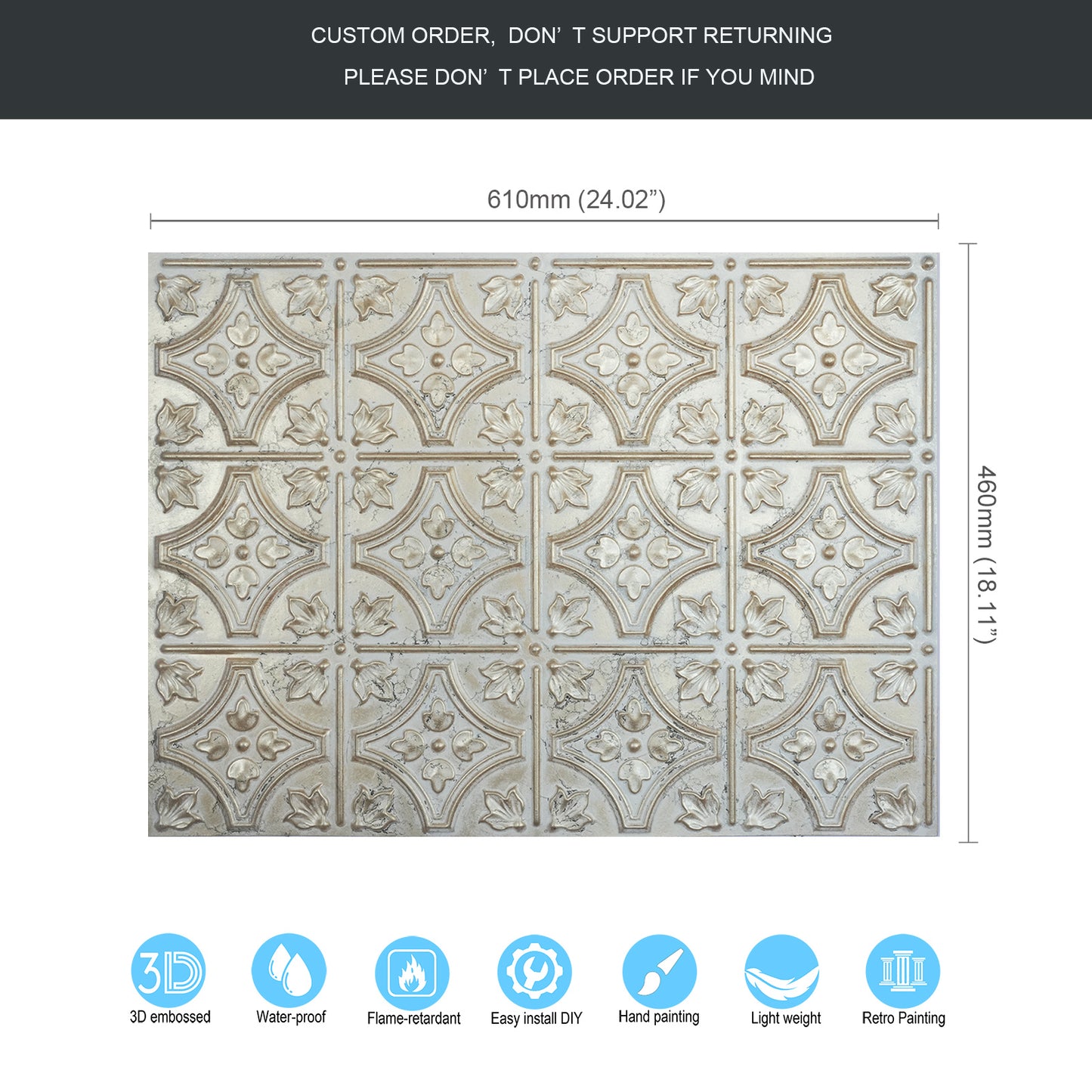 10tiles/lot Tin Ceiling Tiles for Book Cafés, Literary Stores and Creative Cultural Spaces PLB10