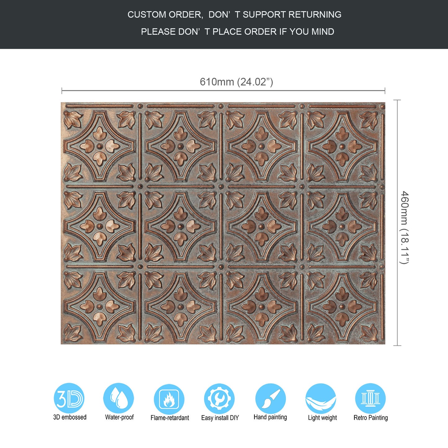 10tiles/lot Tin Ceiling Tiles for Book Cafés, Literary Stores and Creative Cultural Spaces PLB10