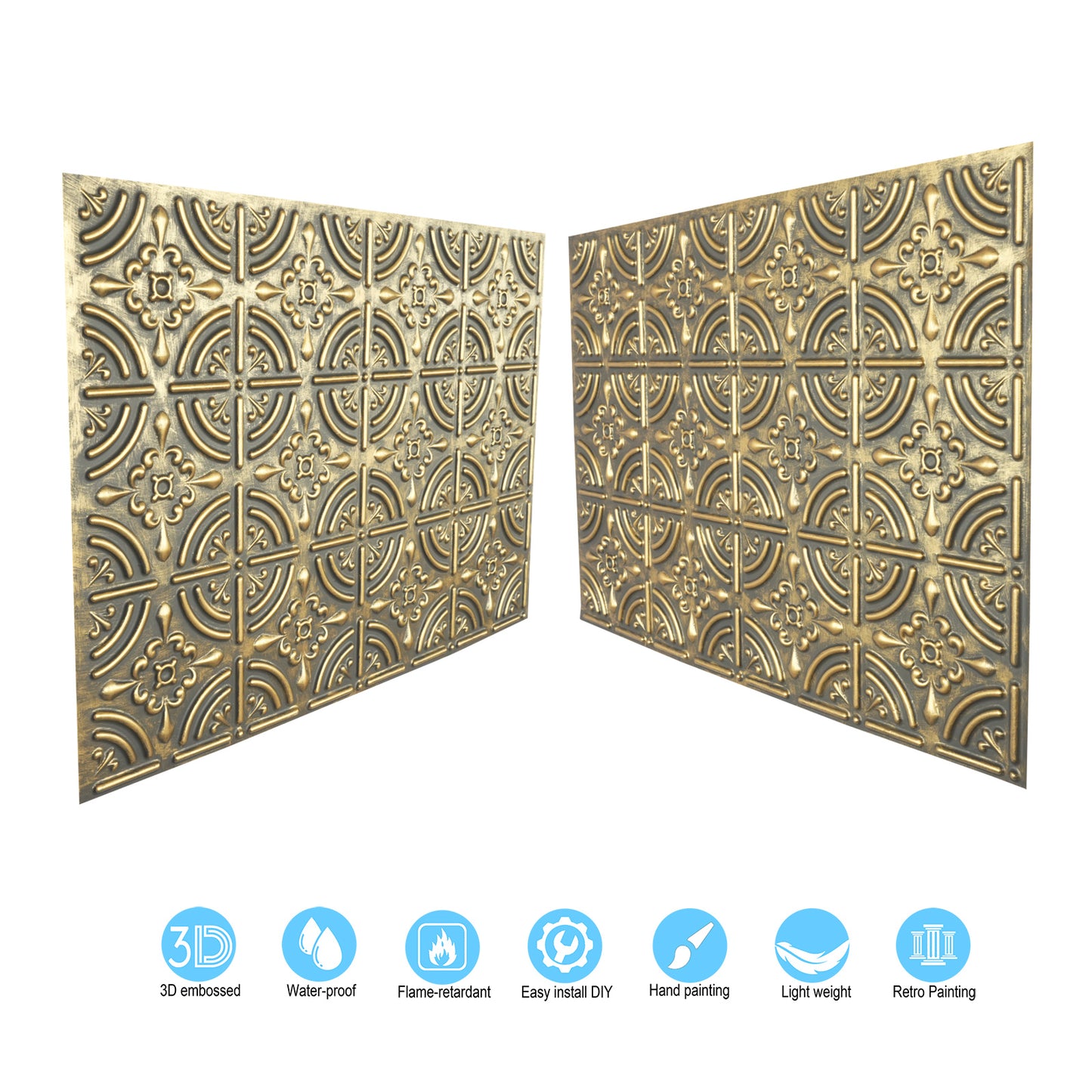 10tiles/lot Embossed Tin Ceiling Tiles for Boutique Hotels, Villas and Luxury Apartments PLB18