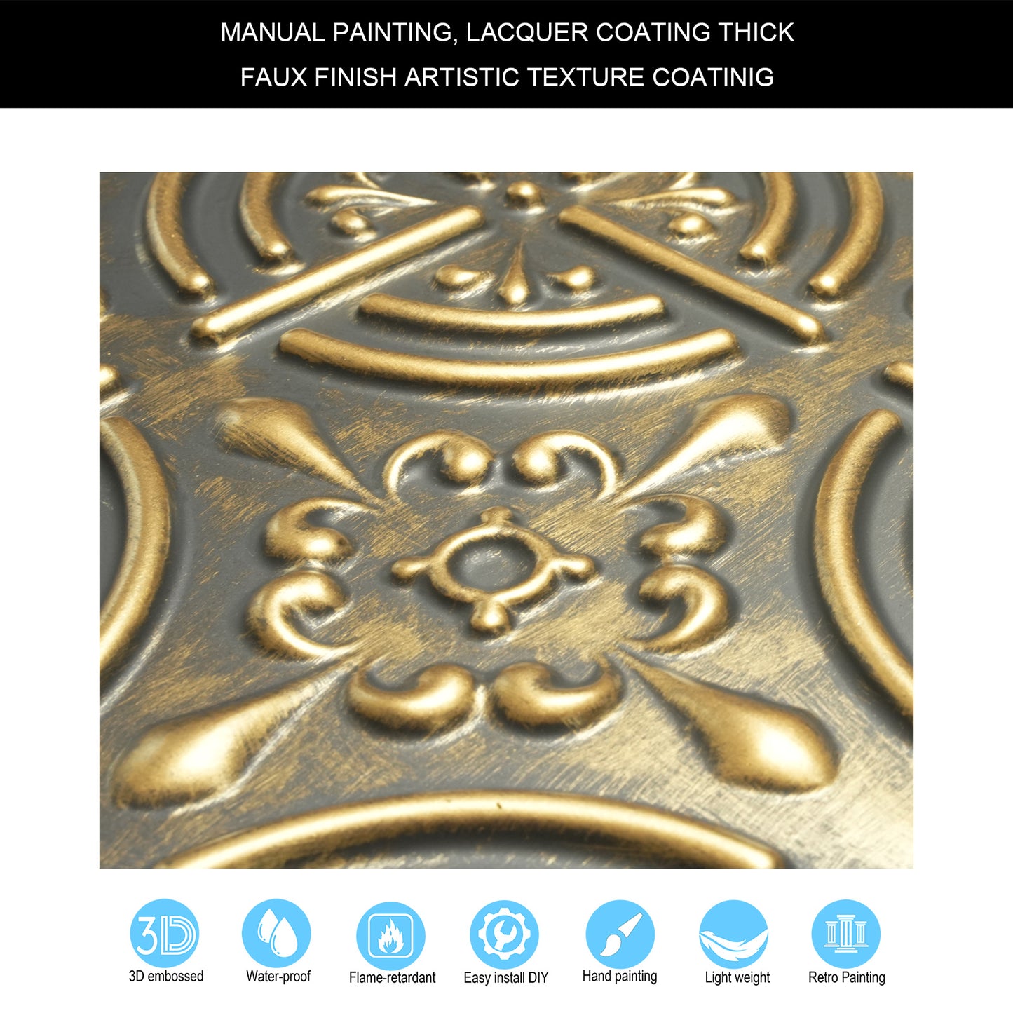 10tiles/lot Embossed Tin Ceiling Tiles for Boutique Hotels, Villas and Luxury Apartments PLB18