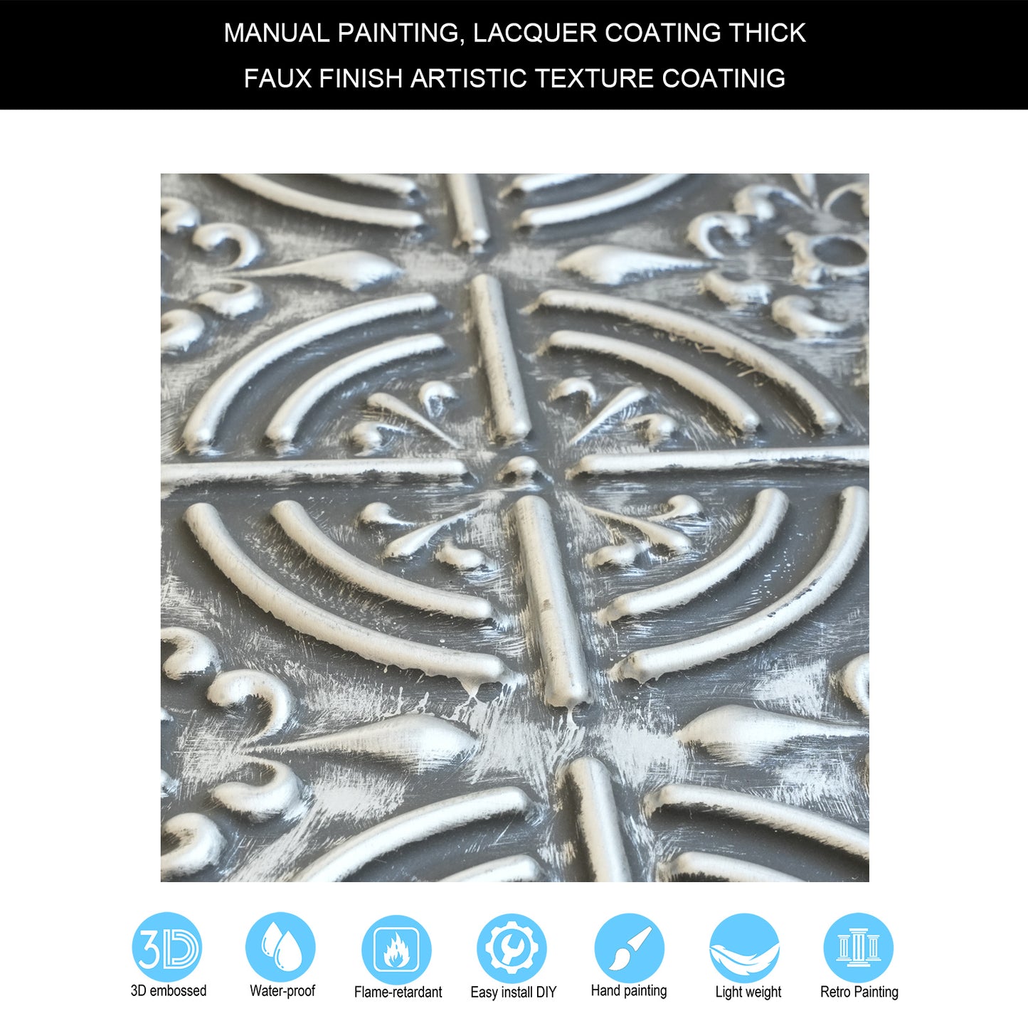 10tiles/lot Pressed Faux Tin Ceiling Tiles for Heritage Bars, Vintage Restaurants and Boutique Hotels PLB18