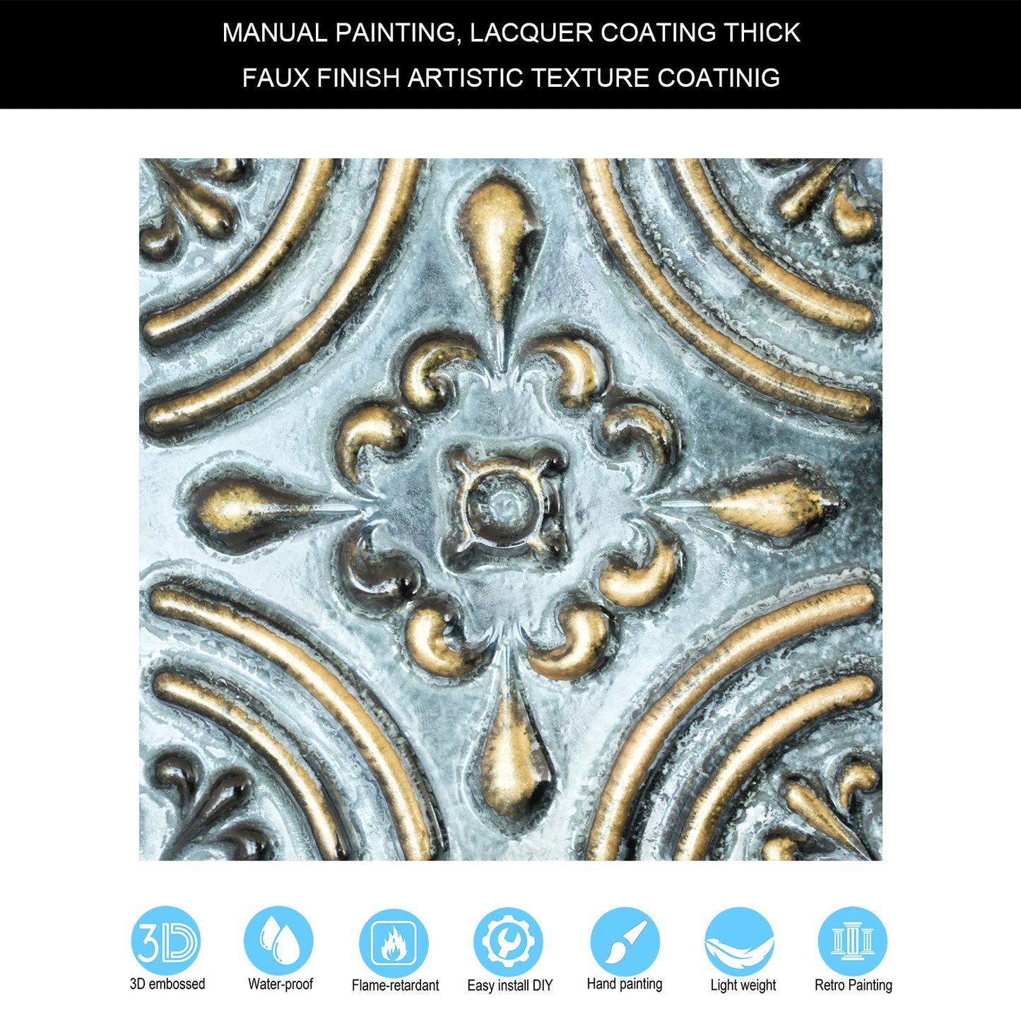 10tiles/lot Embossed Tin Ceiling Tiles for Boutique Hotels, Villas and Luxury Apartments PLB18