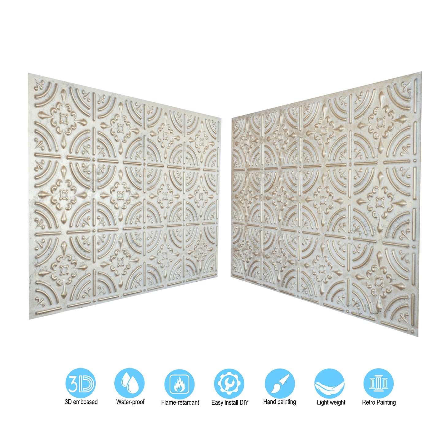 10tiles/lot Pressed Faux Tin Ceiling Tiles for Heritage Bars, Vintage Restaurants and Boutique Hotels PLB18