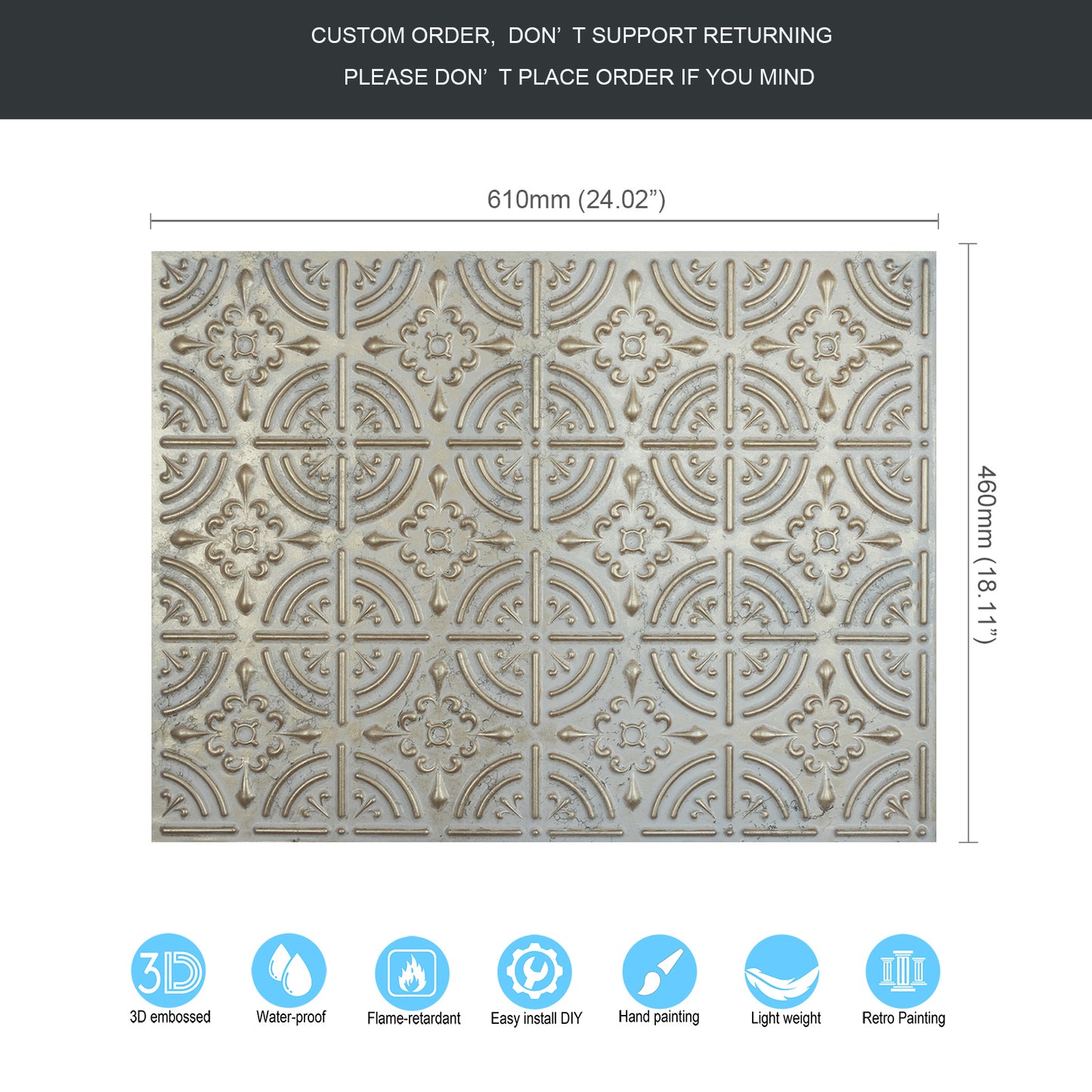 10tiles/lot Pressed Faux Tin Ceiling Tiles for Heritage Bars, Vintage Restaurants and Boutique Hotels PLB18