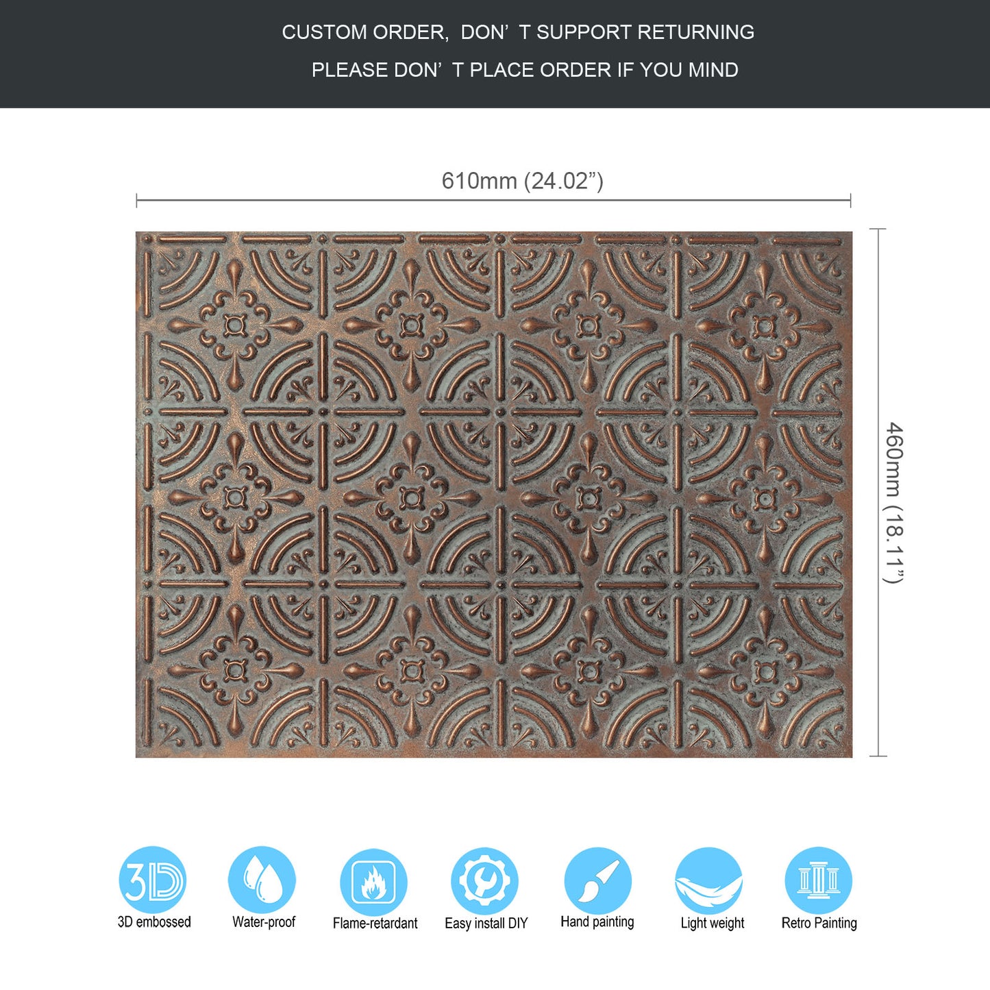 10tiles/lot Pressed Faux Tin Ceiling Tiles for Heritage Bars, Vintage Restaurants and Boutique Hotels PLB18