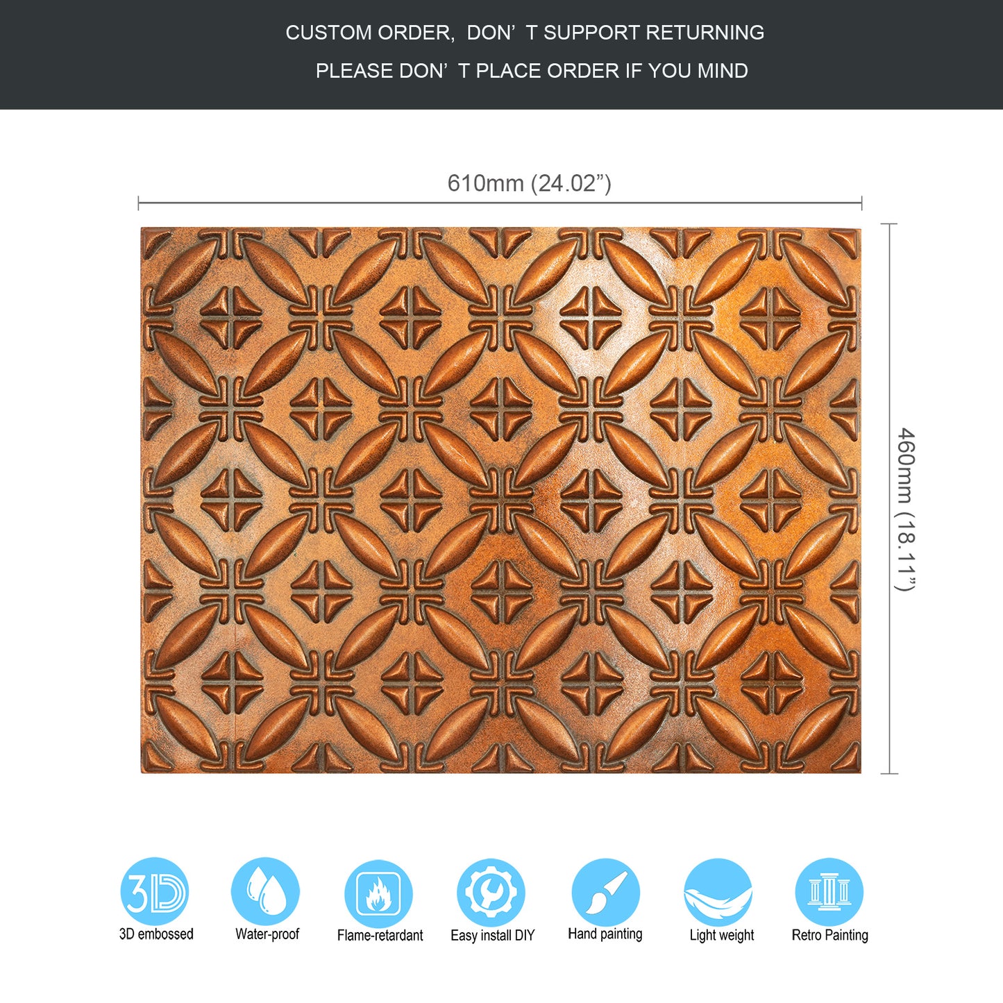 10tiles/lot Textured PVC Ceiling Tiles for Light-Luxury Restaurants, Salons and Beauty Studios PLB38