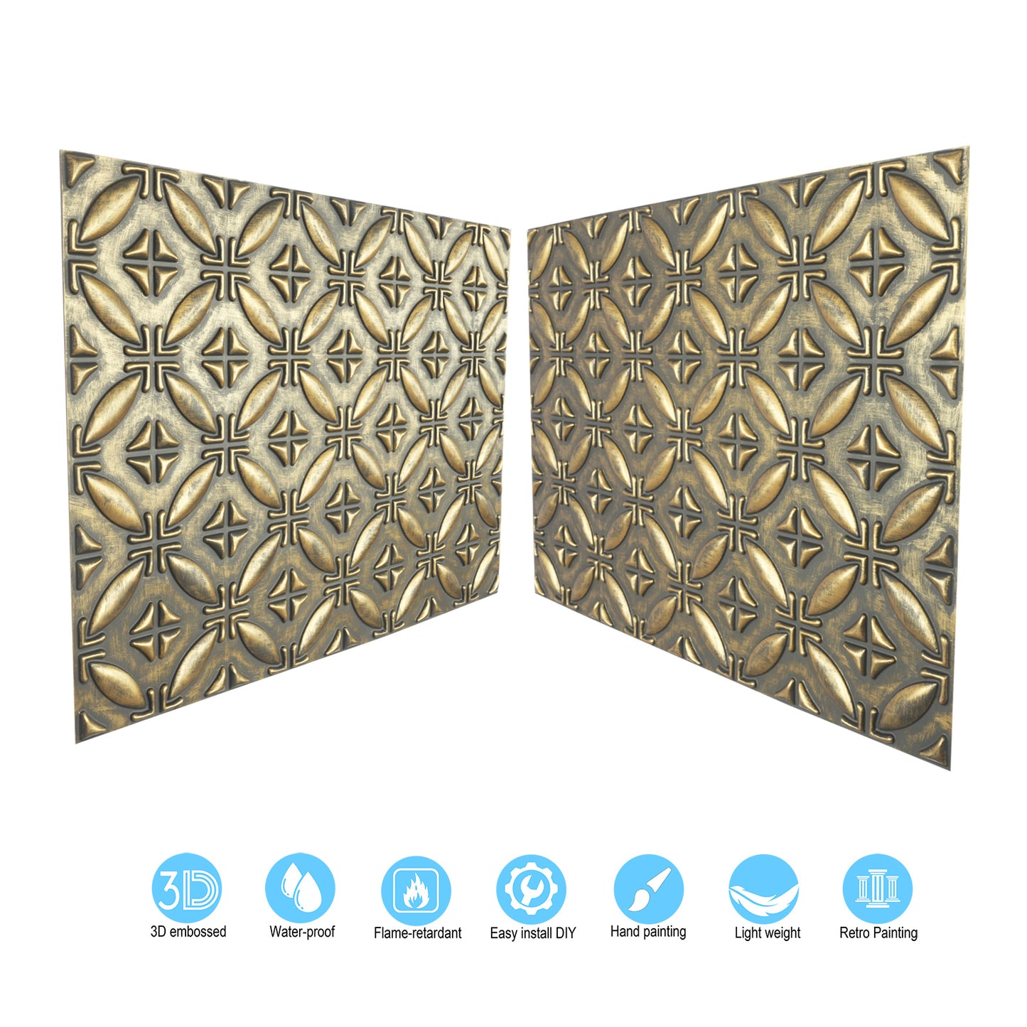 10tiles/lot Faux Tin Ceiling Panels for High-End Restaurants, Coffee Bars and Luxury Apartments PLB38