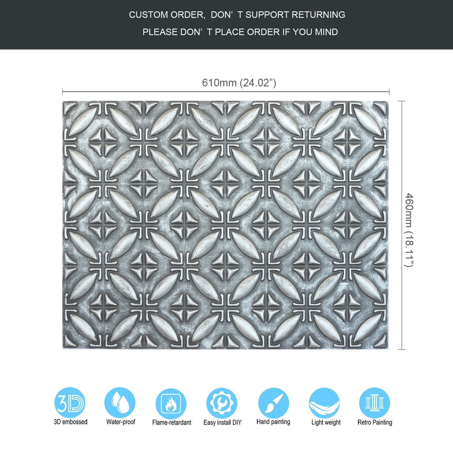 10tiles/lot Faux Tin Ceiling Panels for High-End Restaurants, Coffee Bars and Luxury Apartments PLB38