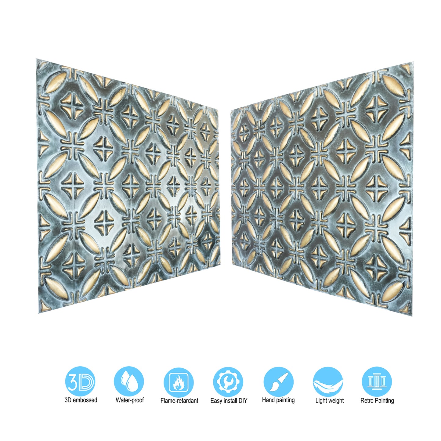 10tiles/lot Faux Tin Ceiling Panels for High-End Restaurants, Coffee Bars and Luxury Apartments PLB38