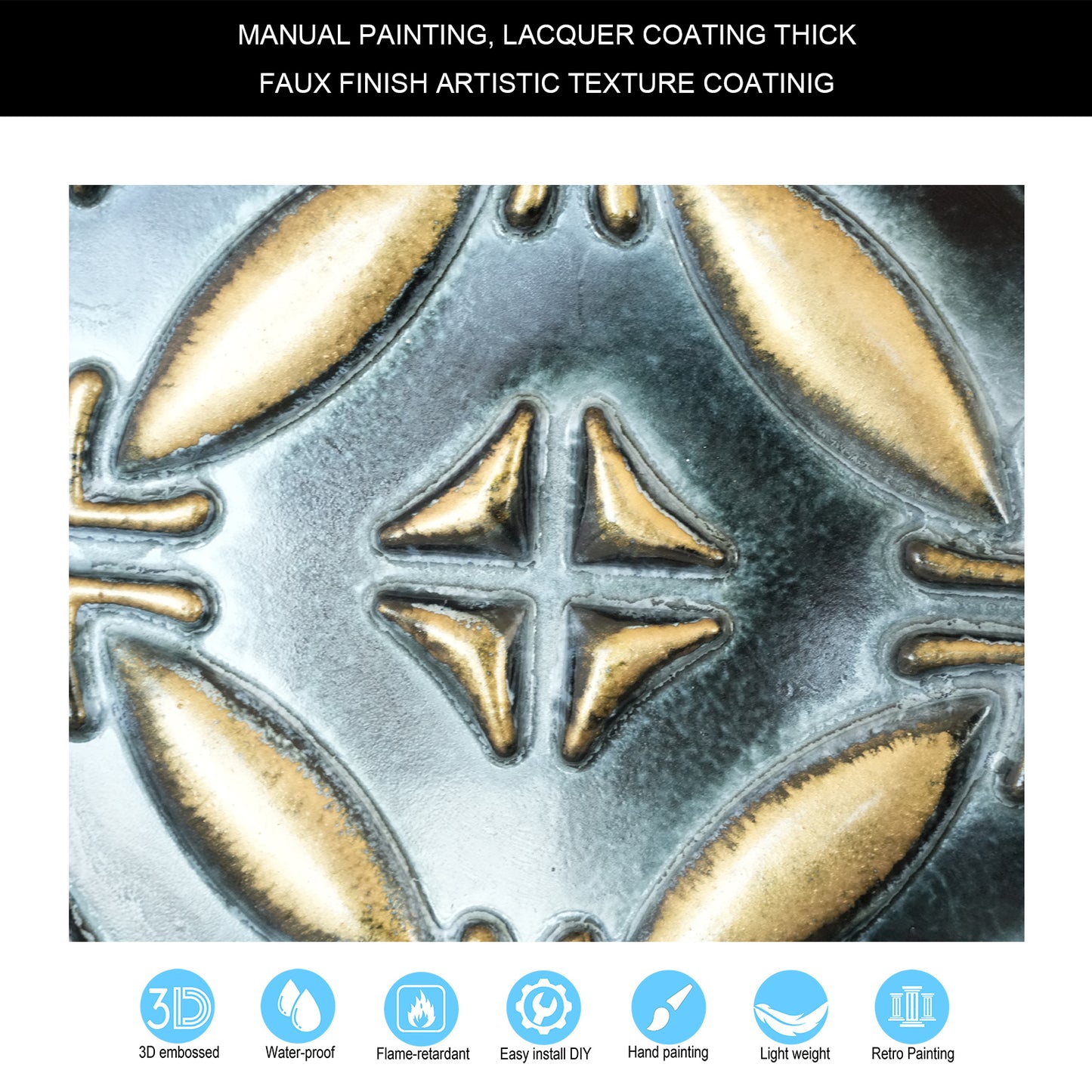 10tiles/lot Faux Tin Ceiling Panels for High-End Restaurants, Coffee Bars and Luxury Apartments PLB38