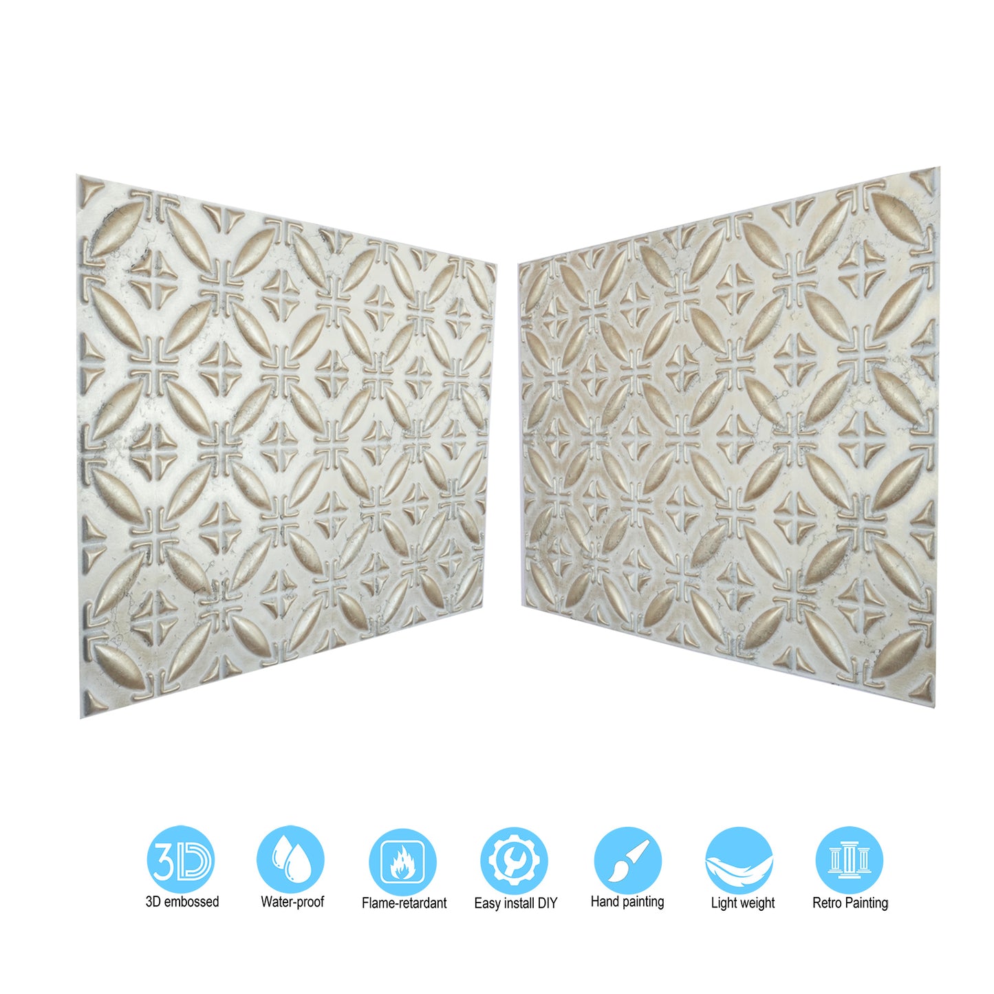 10tiles/lot Faux Tin Ceiling Panels for High-End Restaurants, Coffee Bars and Luxury Apartments PLB38