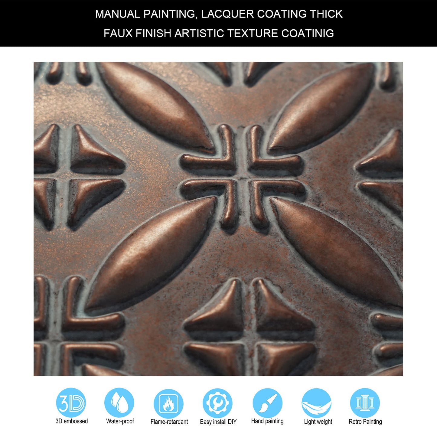 10tiles/lot Textured PVC Ceiling Tiles for Light-Luxury Restaurants, Salons and Beauty Studios PLB38