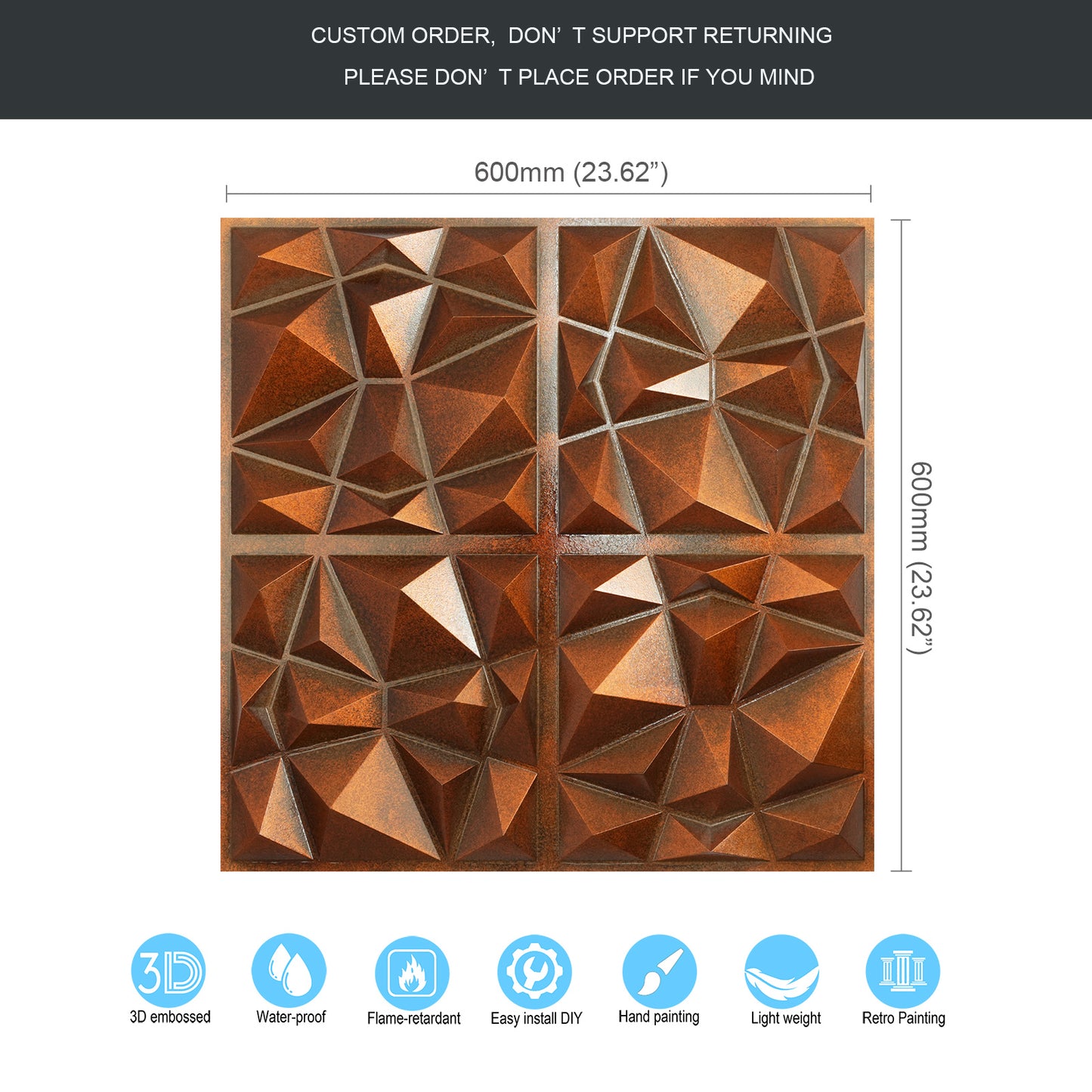 10tiles/lot Decorative PVC Panels for Kitchens, Offices, Living Rooms and Light-Luxury Spaces PLM101