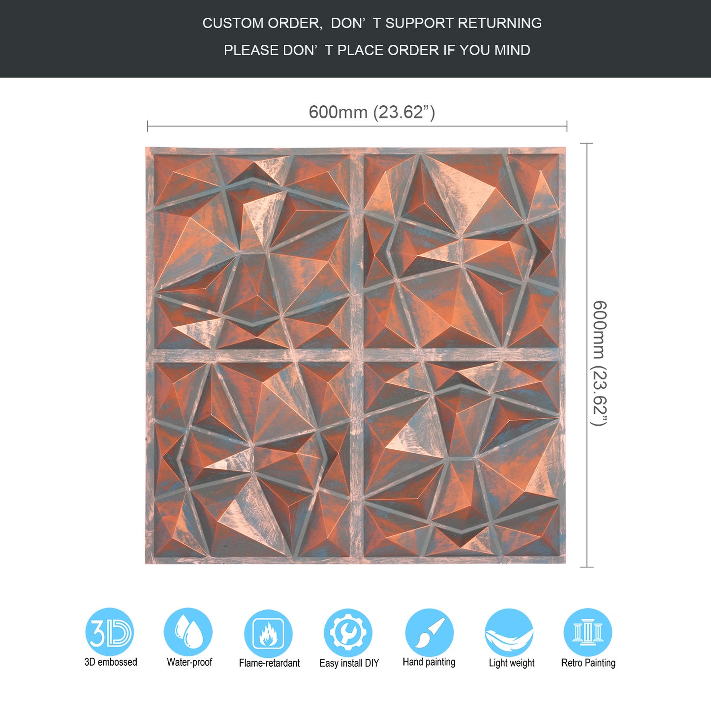 10tiles/lot Decorative PVC Panels for Kitchens, Offices, Living Rooms and Light-Luxury Spaces PLM101