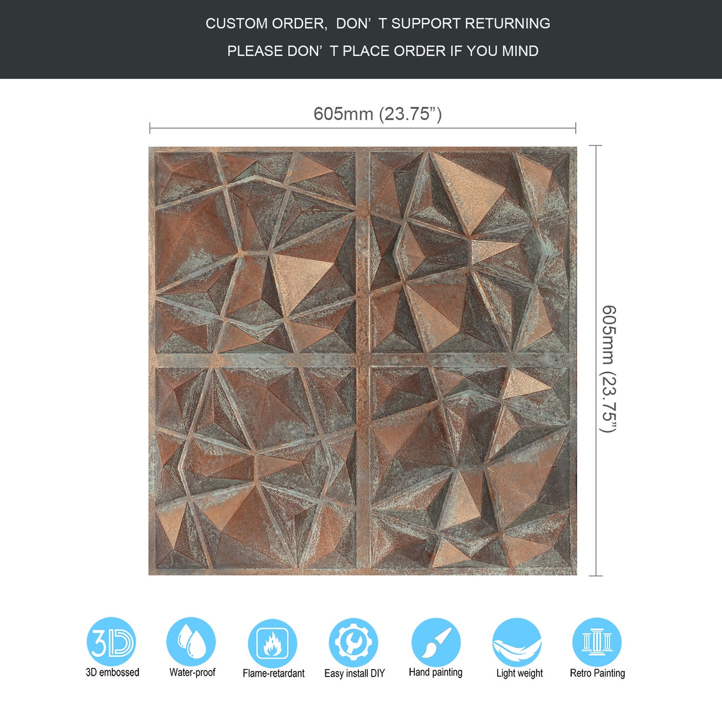 10tiles/lot Decorative PVC Panels for Kitchens, Offices, Living Rooms and Light-Luxury Spaces PLM101