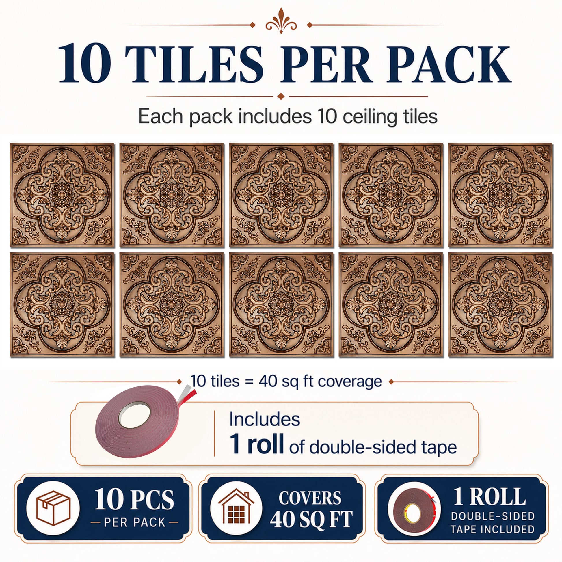PL88 Aged Copper ceiling tile coverage details