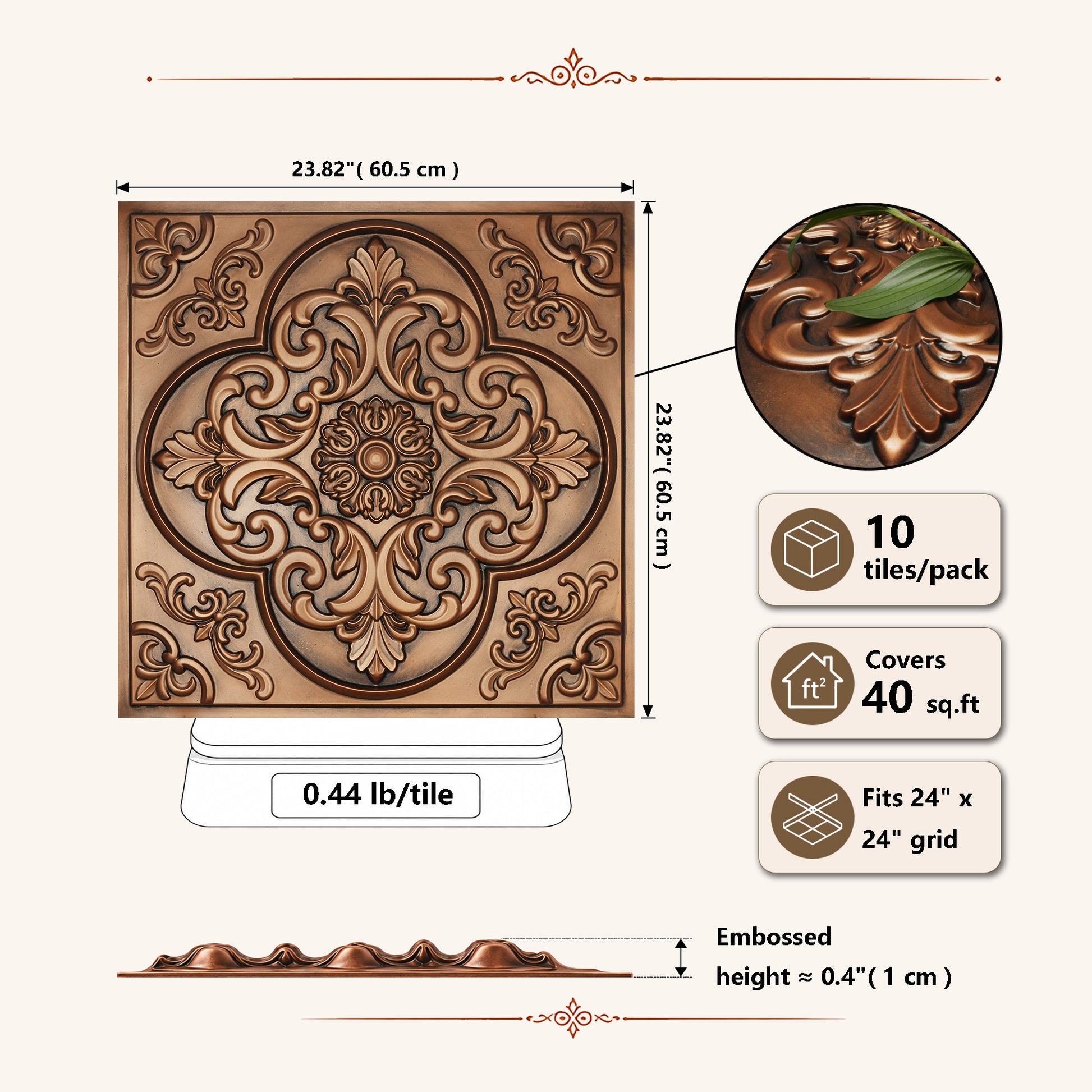 PL88 ceiling tile dimensions 23.82 by 23.82 inches