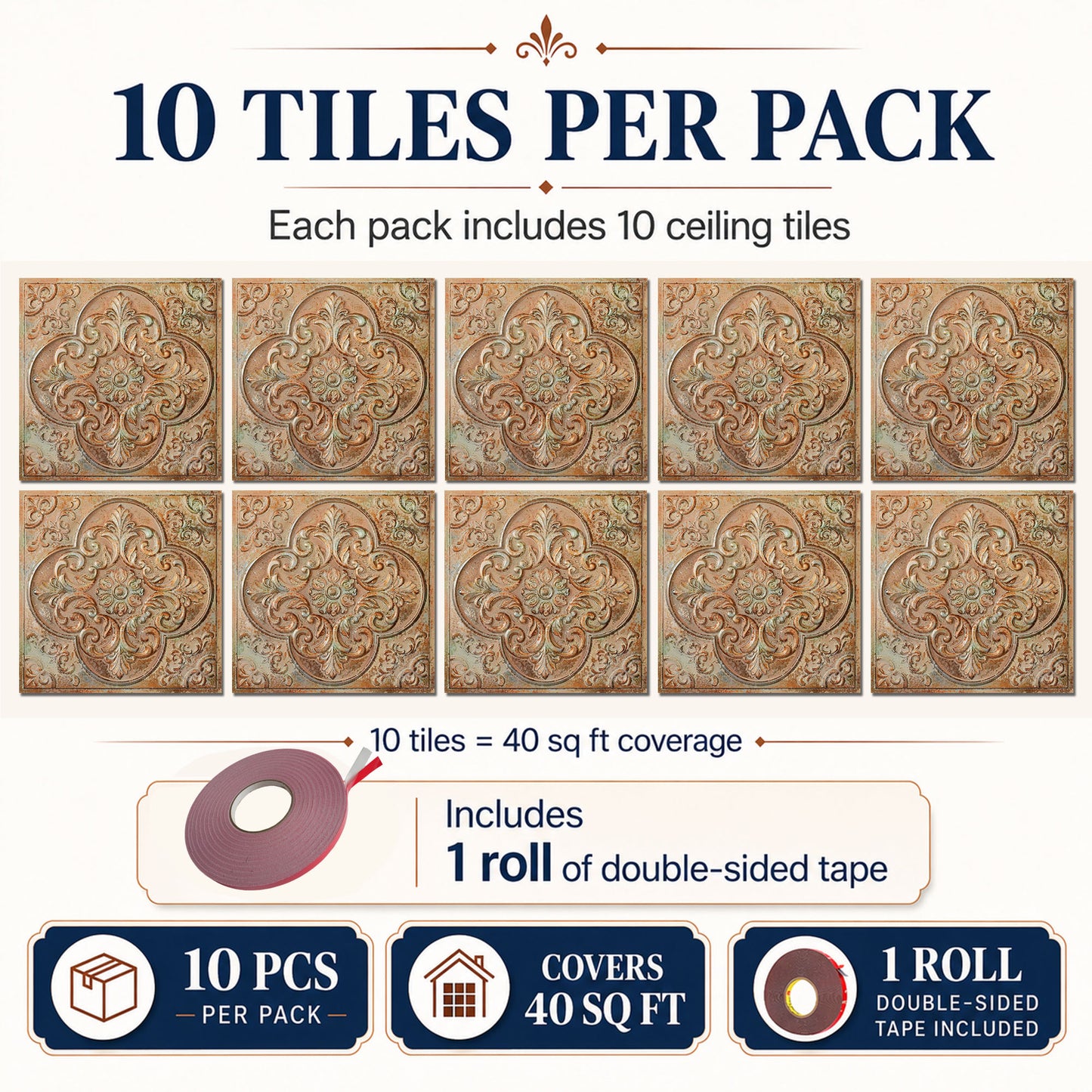 PL88 Palazzo Clay ceiling tile coverage details