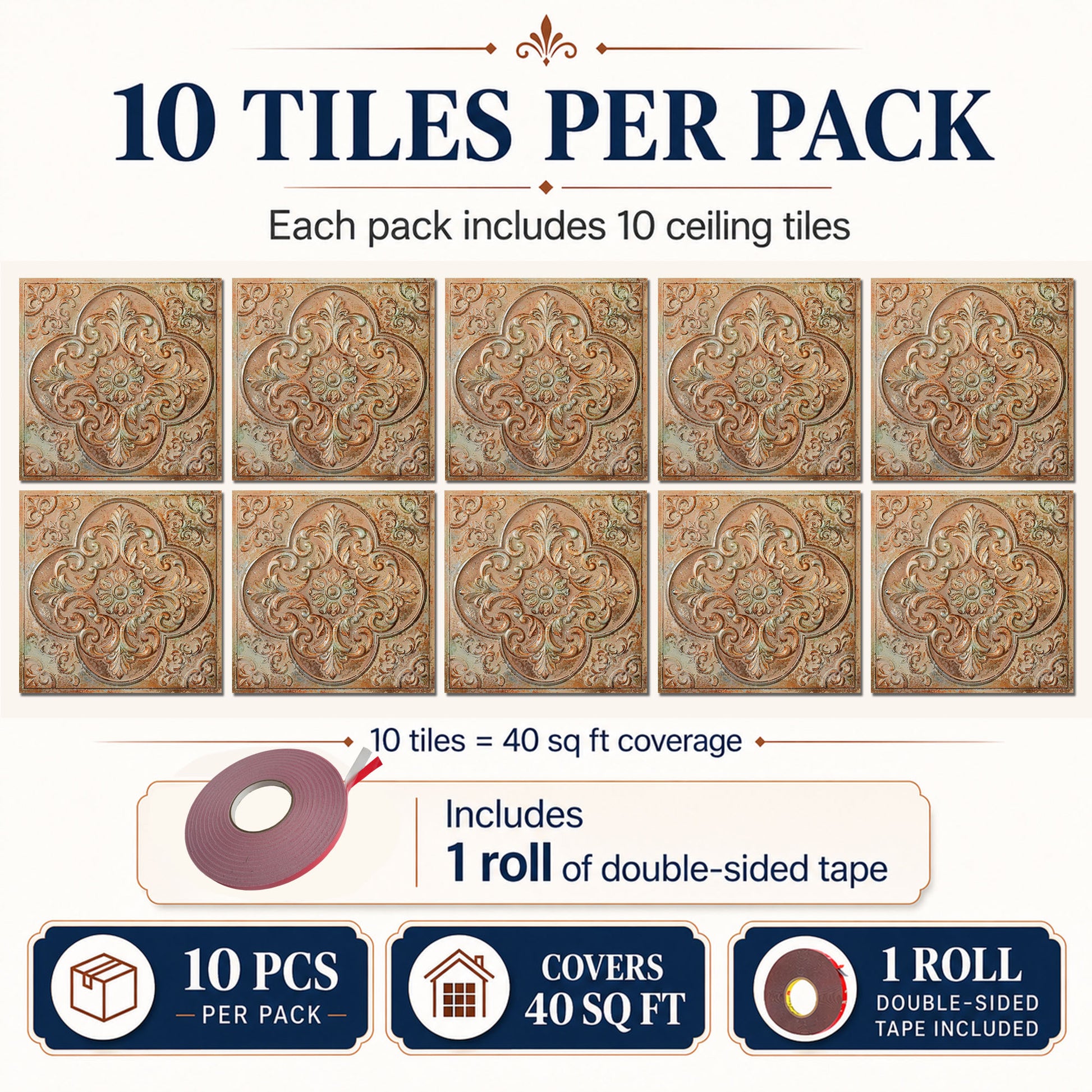 PL88 Palazzo Clay ceiling tile coverage details