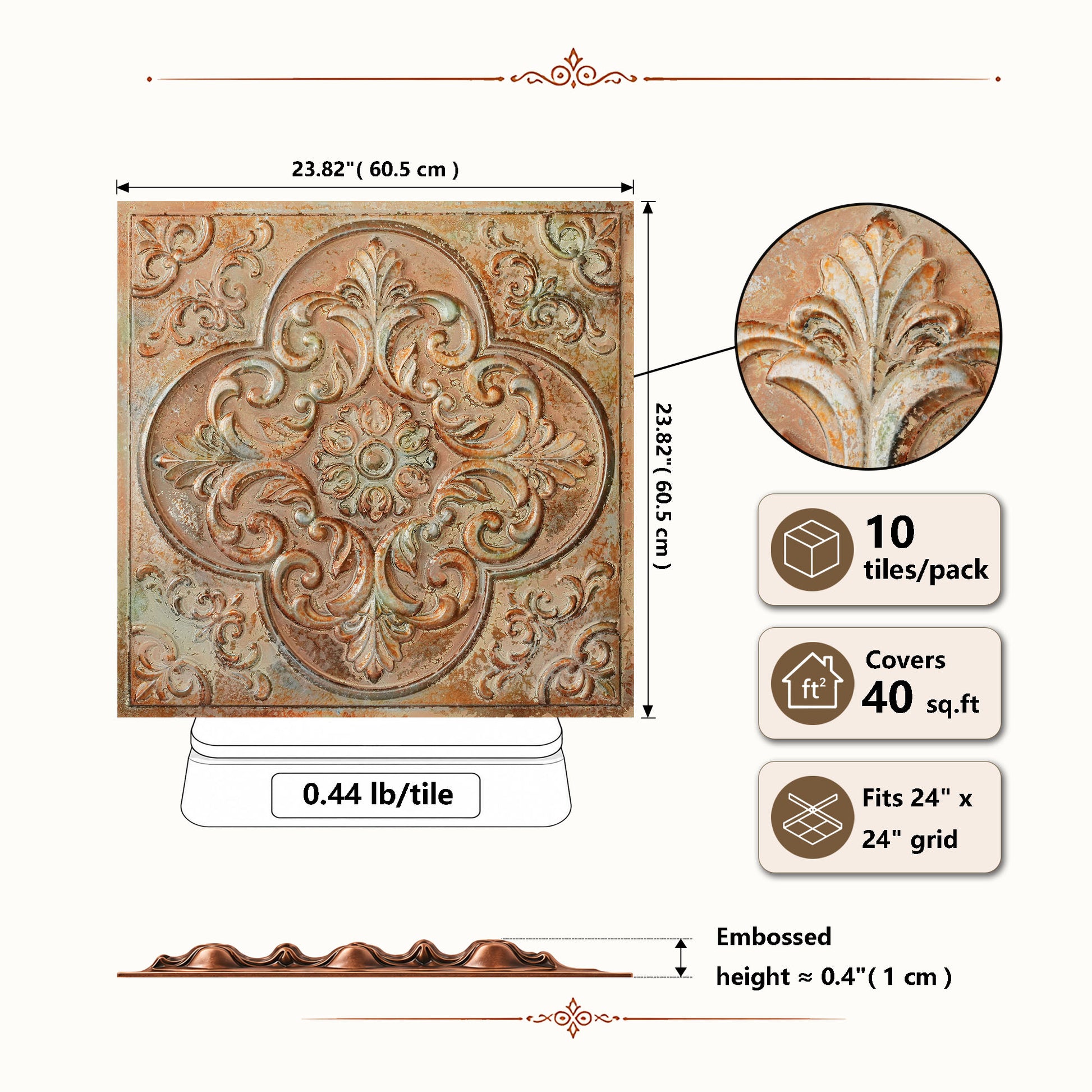 PL88 ceiling tile dimensions 23.82 by 23.82 inches